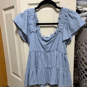 altered state Women's Blue Ruffled Top